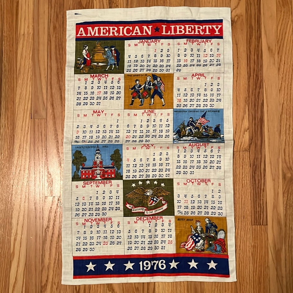 VTG Bicentennial 1976 Tea Towel Calendar
